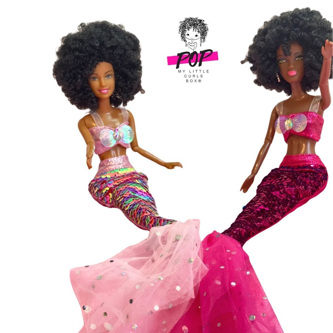 Les poupées Barbie Sirène aux cheveux bouclés et crépus – POPMYCURLS BOX  PARIS