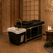 Load image into Gallery viewer, AIKO Lit de massage en cuir + bac connecté avec raccordement à l'eau
